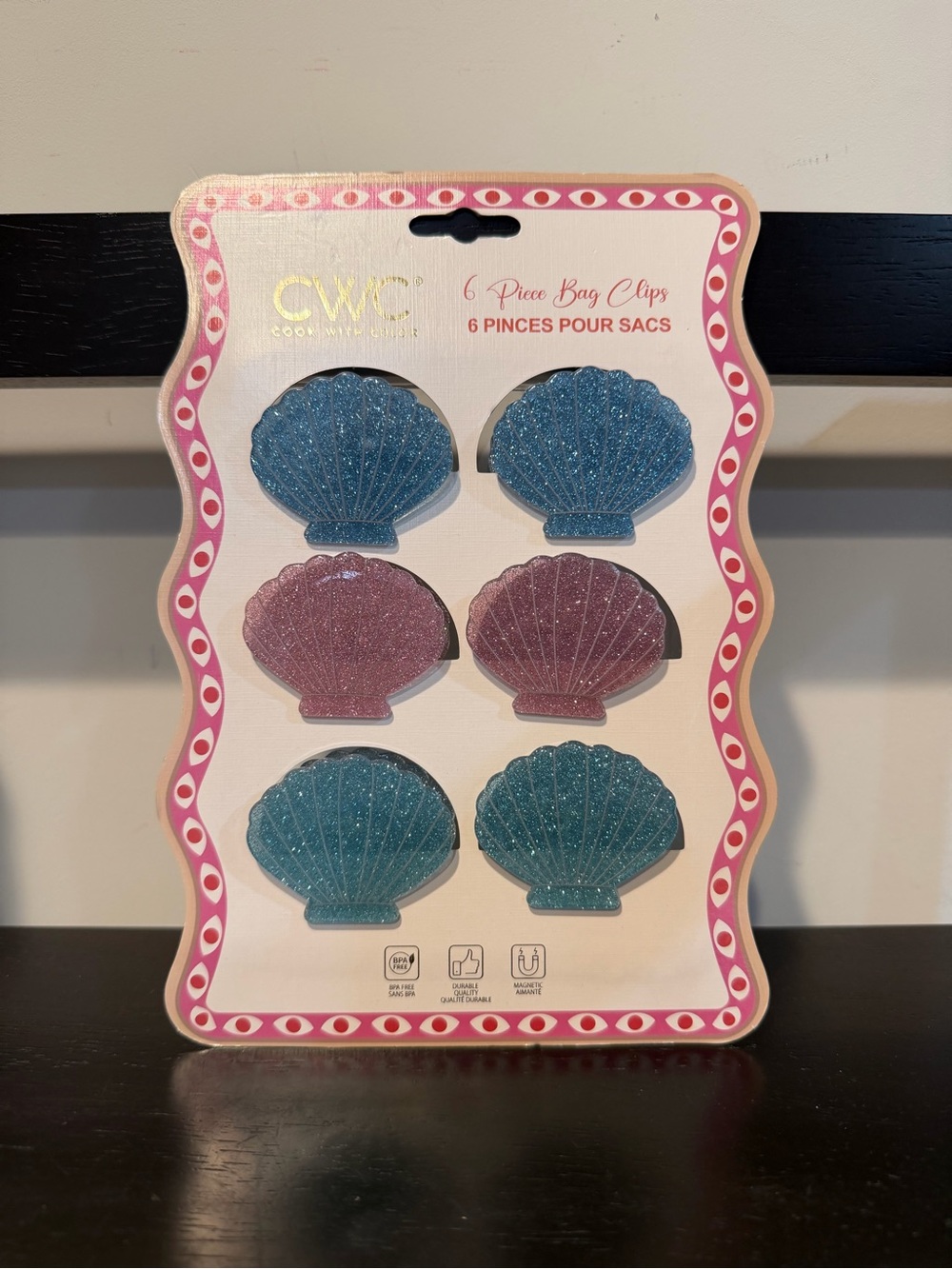 CWC Glitter SeaShell Bag Clips - 6ct - Picture 2 of 3